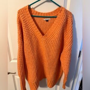 American Eagle Outfitters Orange V-Neck Sweater